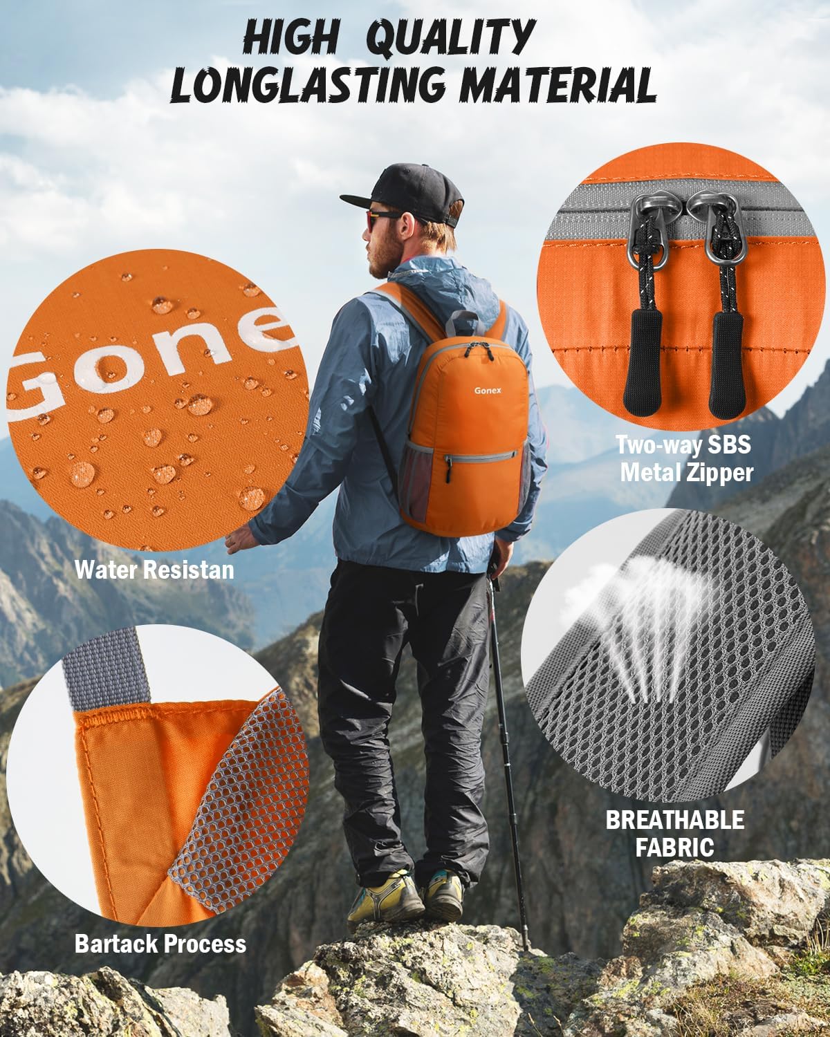 Gonex Ultra Lightweight Packable Backpack 20L Daypack Handy Foldable Camping Outdoor Travel Cycling Backpacking