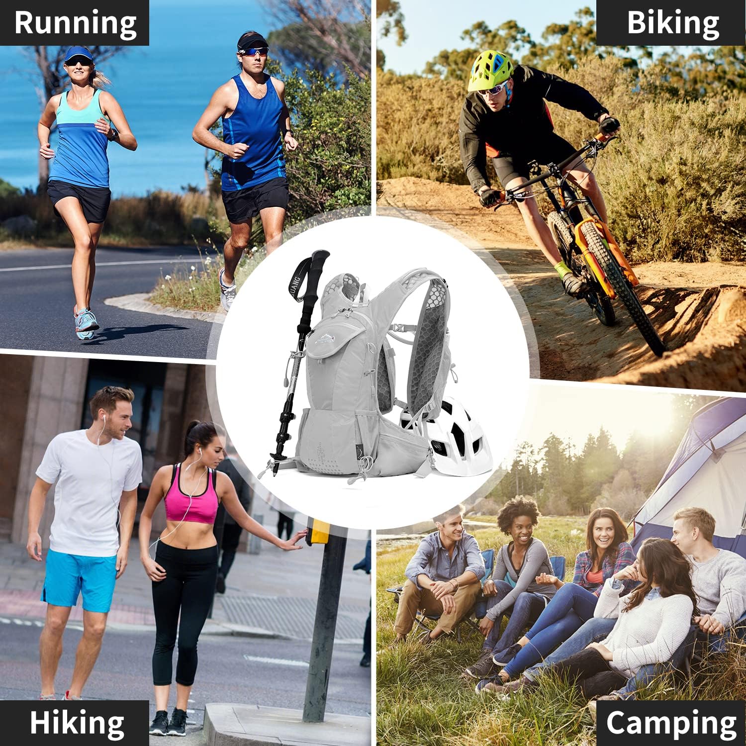 Hydration Pack Backpack, Lightweight Water Backpack with 2L Leakproof Hydration Bladder Daypack for