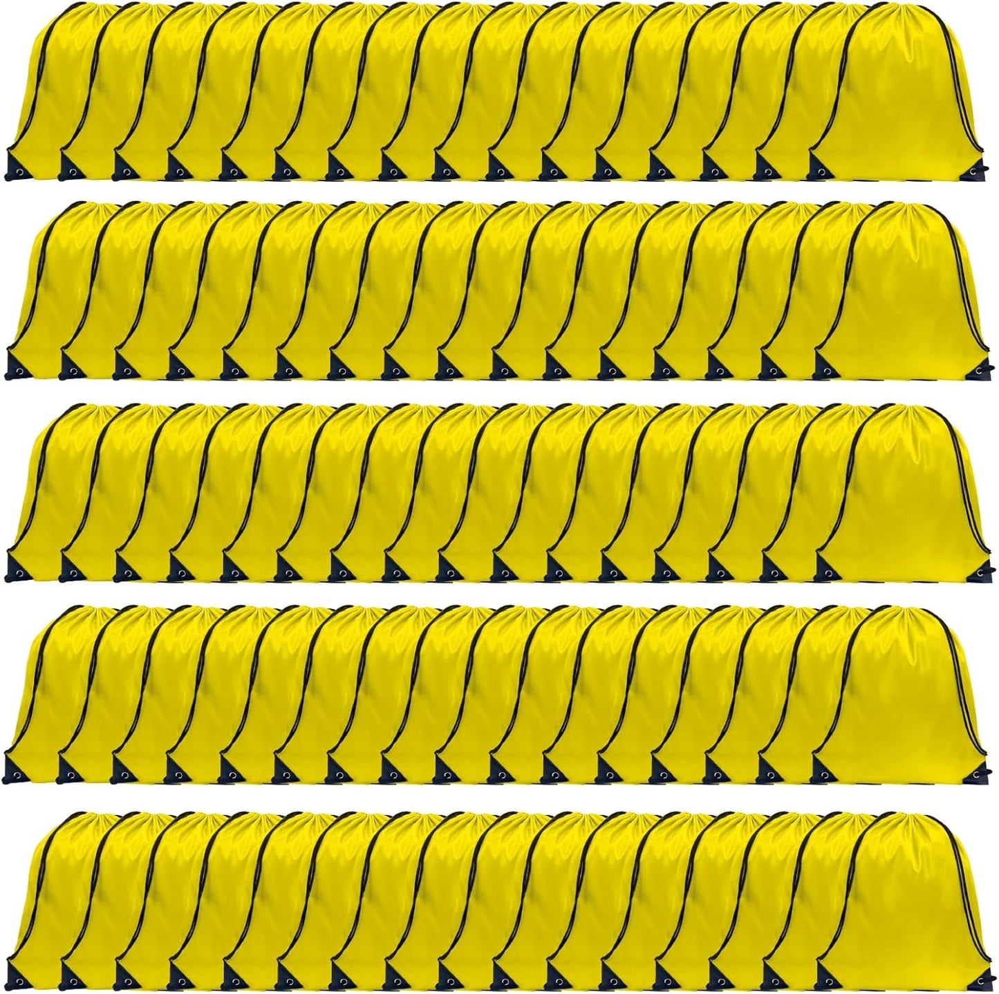 GoodtoU Drawstring Bags, Drawstring Backpack Nylon Backpack Draw String Bags Pack Bulk Cinch Sack Drawstring Gym Bag Drawstring Backpack for Sport, Traveling, Team (Yellow, 80Pcs)