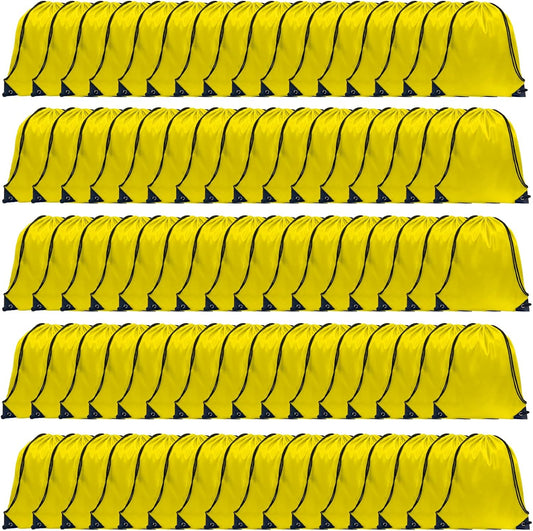 GoodtoU Drawstring Bags, Drawstring Backpack Nylon Backpack Draw String Bags Pack Bulk Cinch Sack Drawstring Gym Bag Drawstring Backpack for Sport, Traveling, Team (Yellow, 80Pcs)