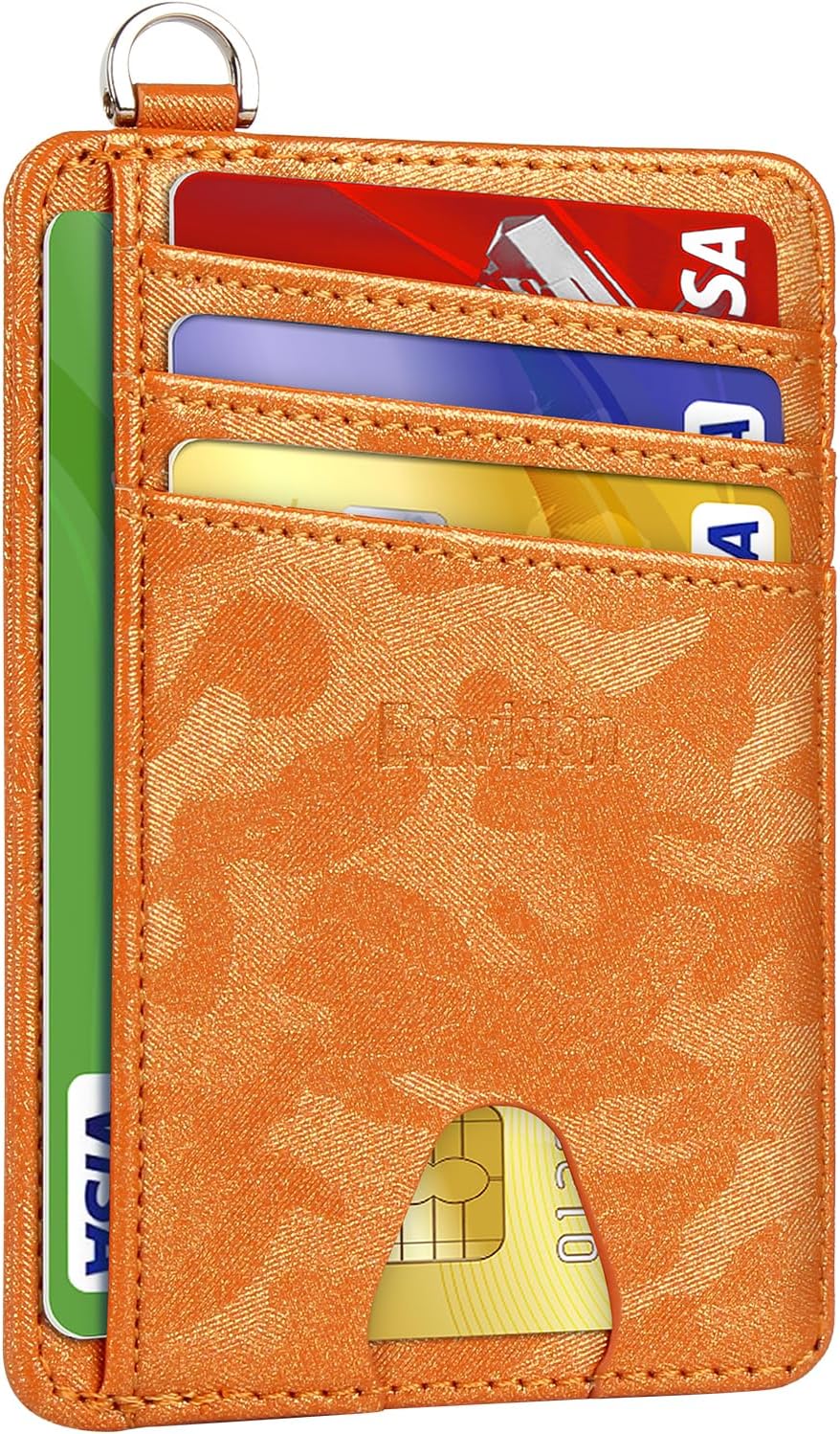 EcoVision Slim Minimalist Front Pocket Wallet, RFID Blocking Credit Card Holder Wallet with Detachable D-Shackle for Men Women