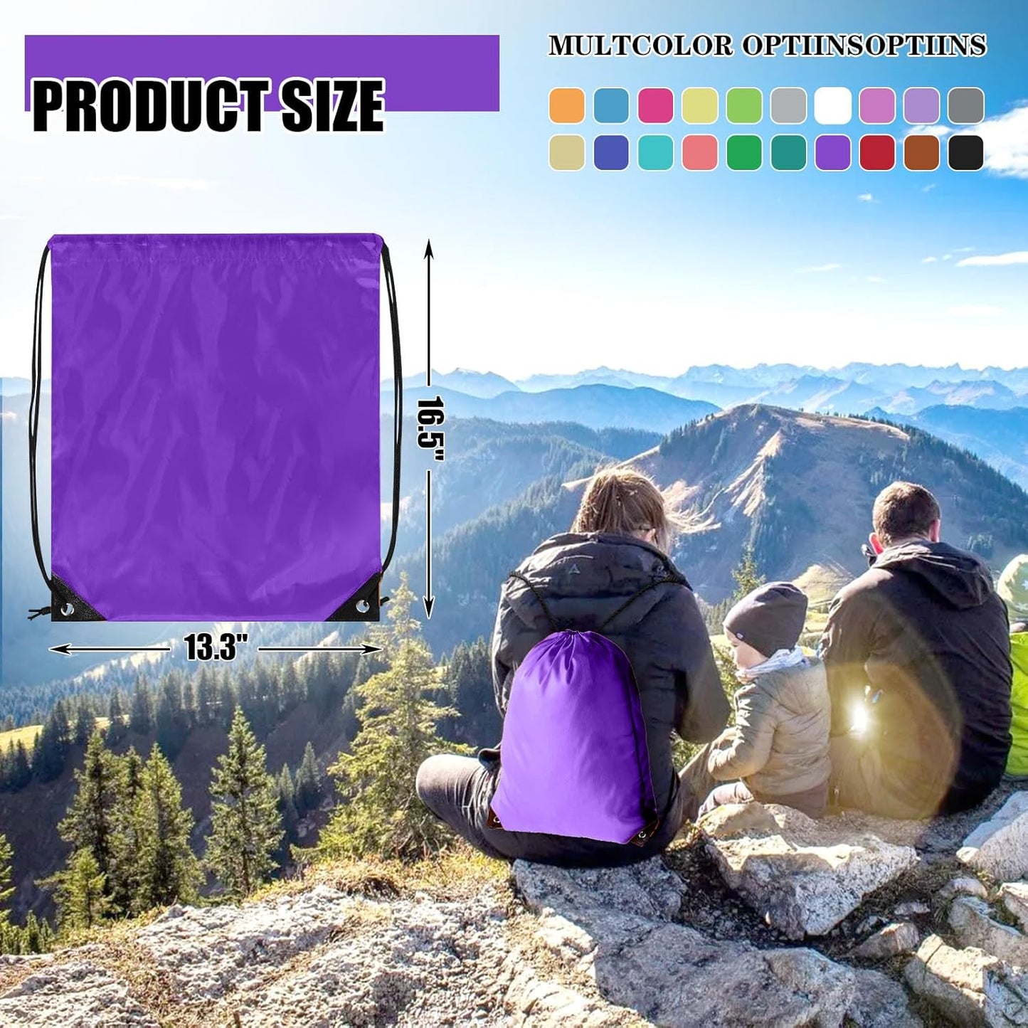 20 Pieces Drawstring Backpack Bulk Cinch Sackpack Ployster Drawstring Bags for Gym Party