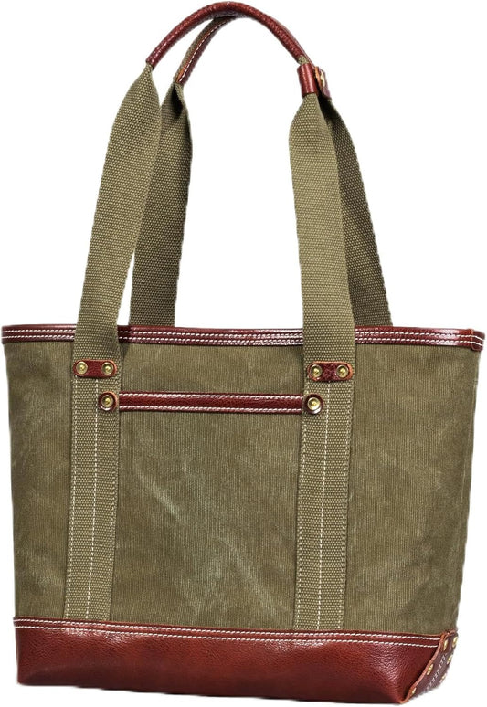 Tote Bag for Women, Canvas with Leather Handbag for Travel, Magnetic Closure,Inner Zipper Pocket