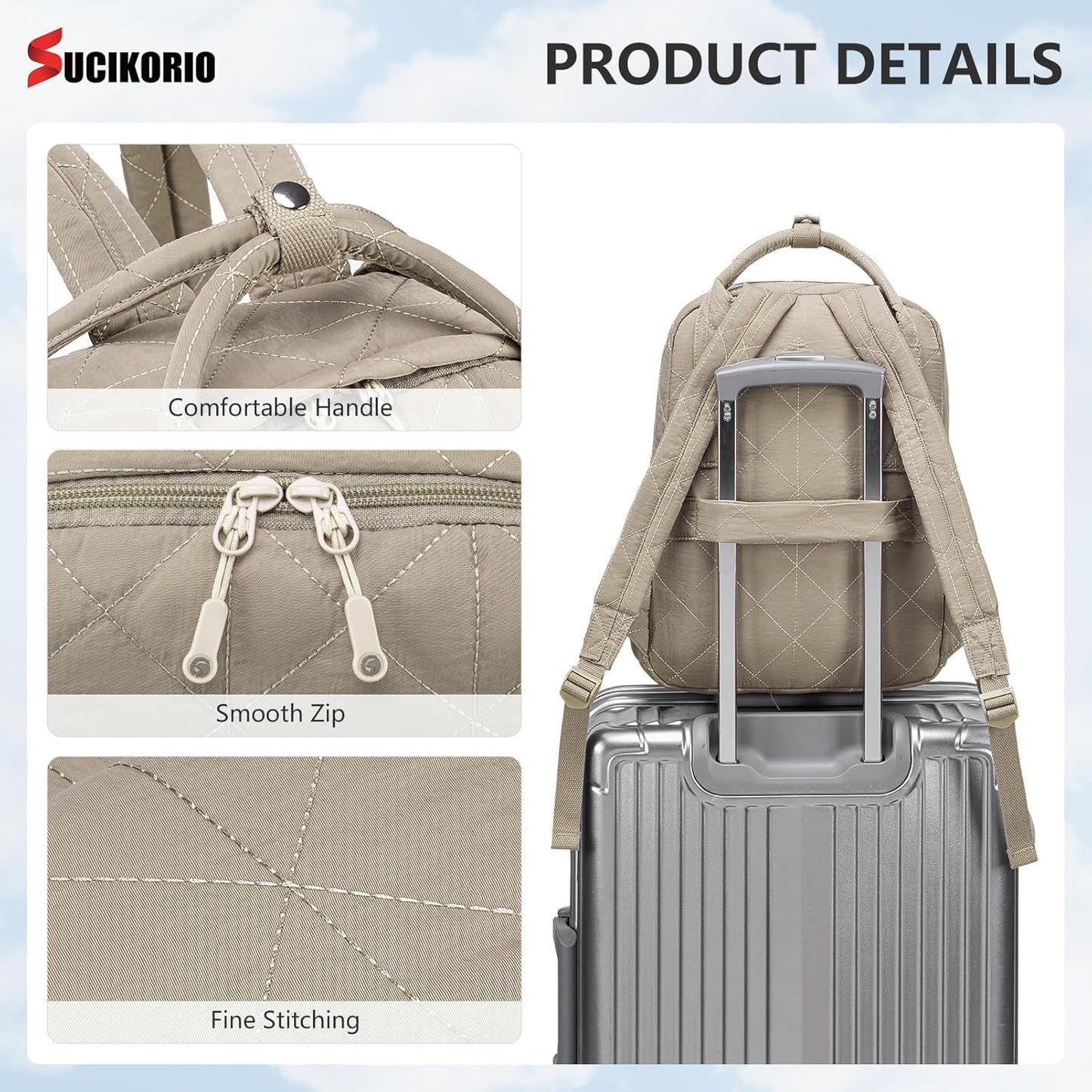 40X30X10 Personal Item Travel Backpack Carry On Luggage Flight Approved Quilted Puffer 14'' Laptop Backpack Daypack