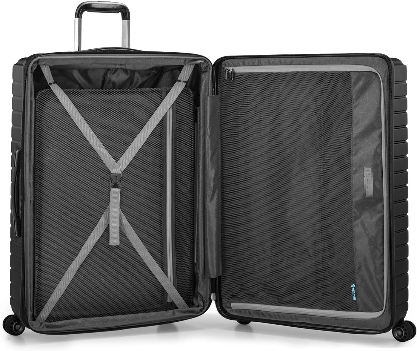Traveler's Choice Archer Polycarbonate Hardside Spinner Luggage Set, Tie Down Straps, Black, Checked 29-Inch