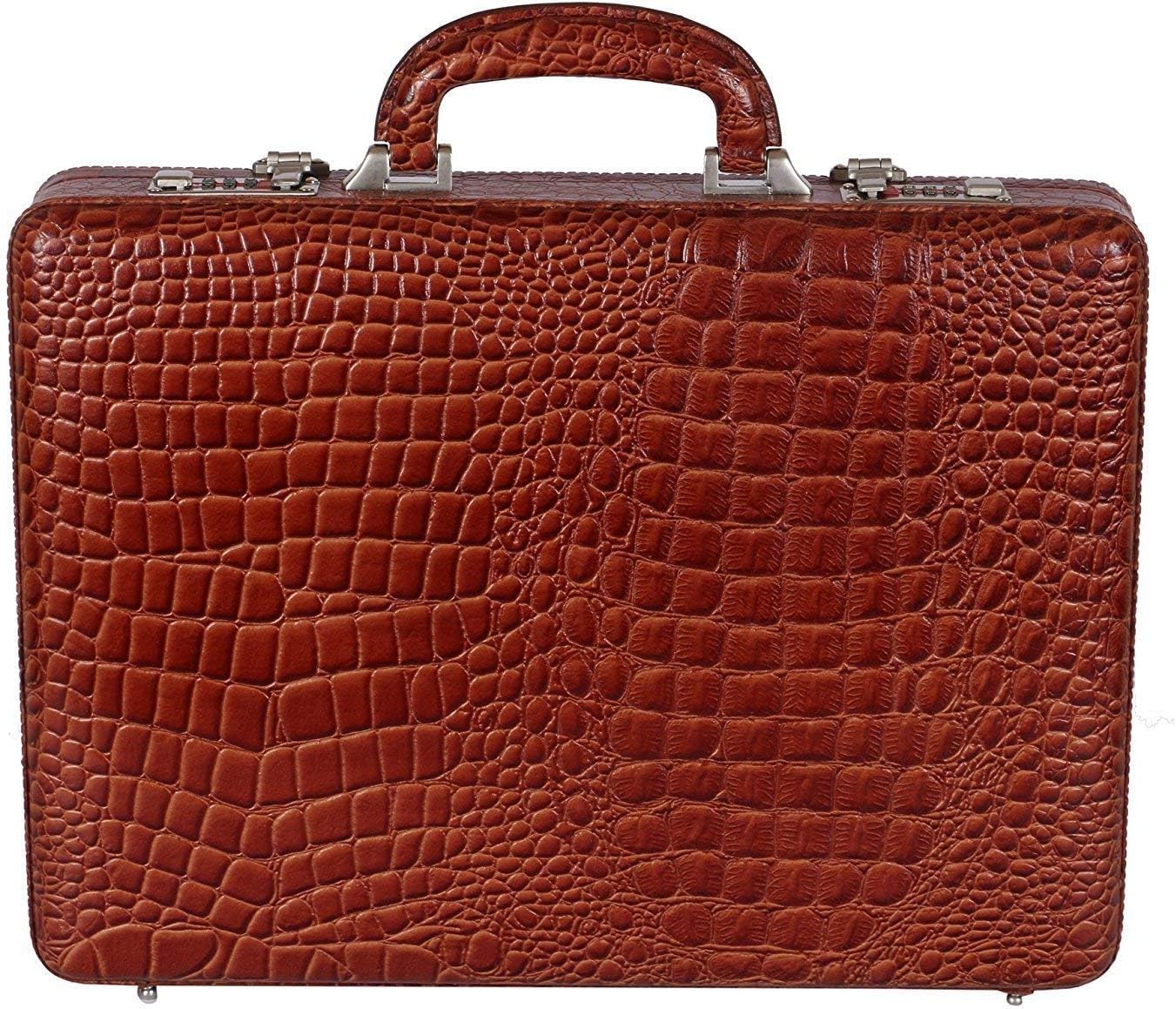 Full Grain Leather Briefcase Attache Case For Unisex Size L17xW3xH12 Inches Briefcase Bag