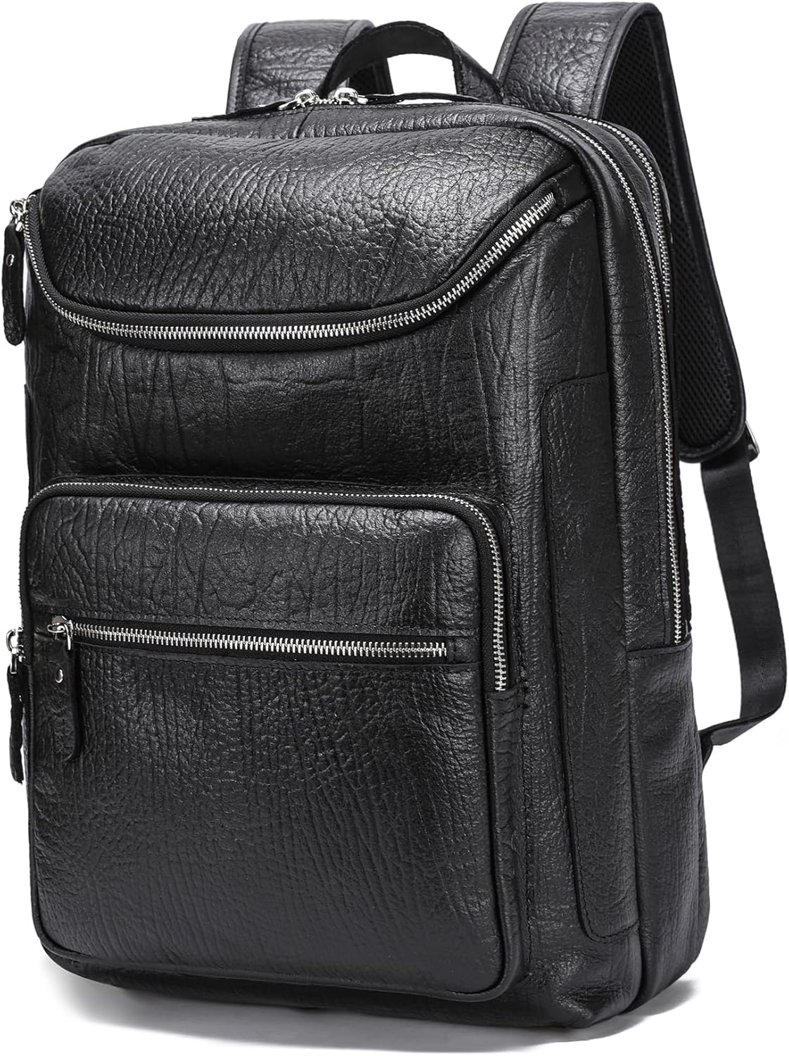 LANNSYNE Full Grain Leather Backpack For Men, 15.6" Leather Laptop Backpack Hiking Travel Bag