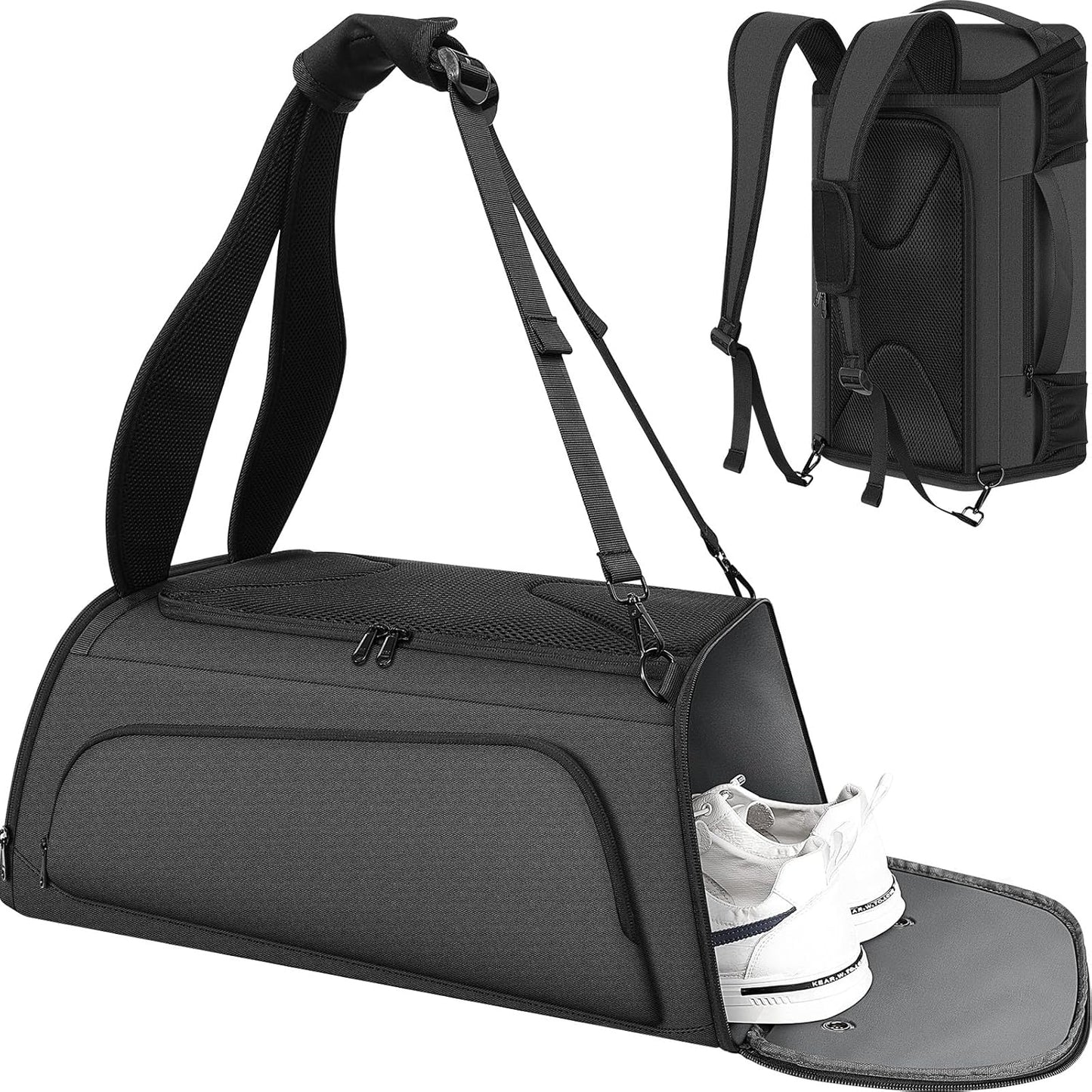 Gym Bag for Women Men, Duffle Travel Bag with Shoes Compartment and Wet Pocket, Waterproof Overnight Carry On Bag Backpack with Two Elastic Bottle Holders for Travel, Workout, Sports, Weekend - MIYCOO