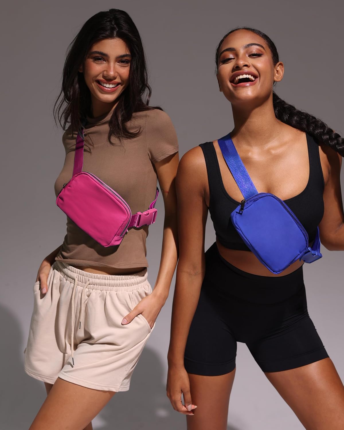 Fanny Pack Cross Body Bag Small Crossbody Bags for Women Men Trendy Nylon Waterproof Mini Purse Travel Running Belt Lulu Dupes Bum Hip Chest Waist Pack Side Bag Must Have Blue