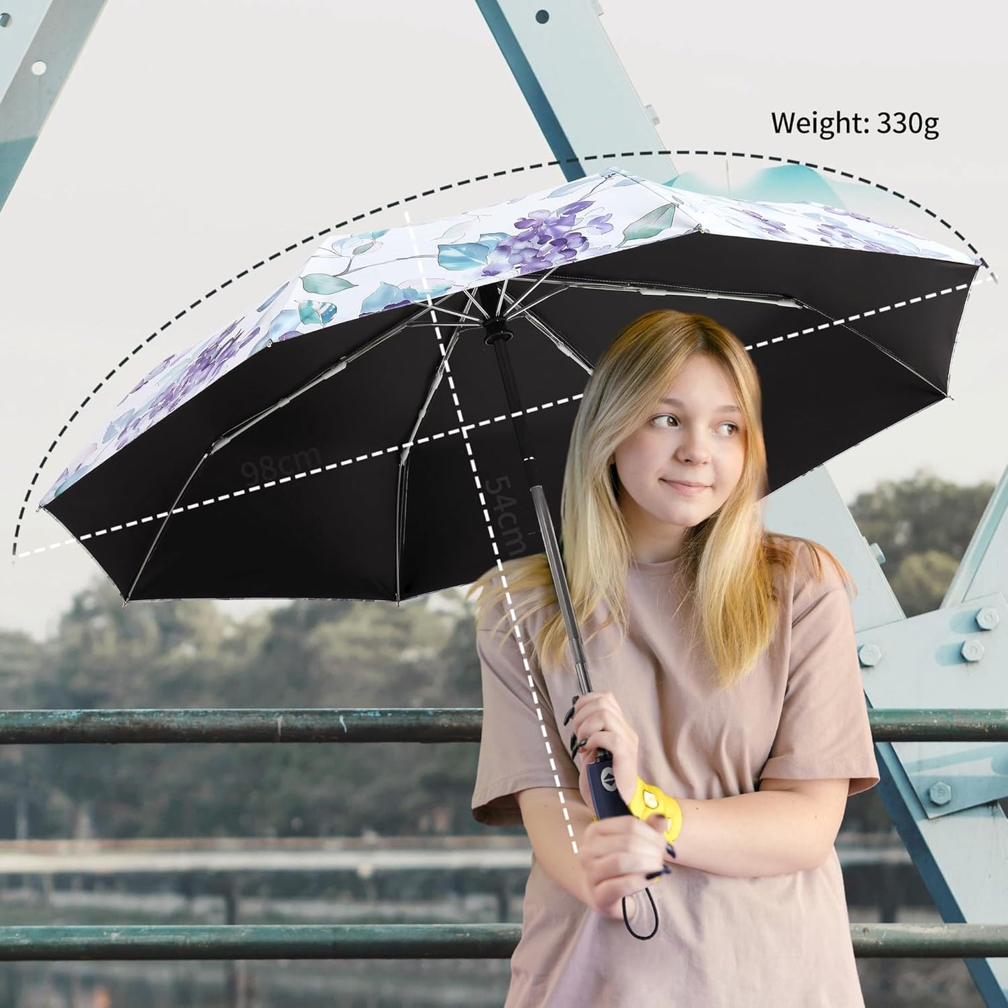 Color Coated Sun Umbrella UV Protection Compact Folding Windproof Parasols Travel Auto Open Close