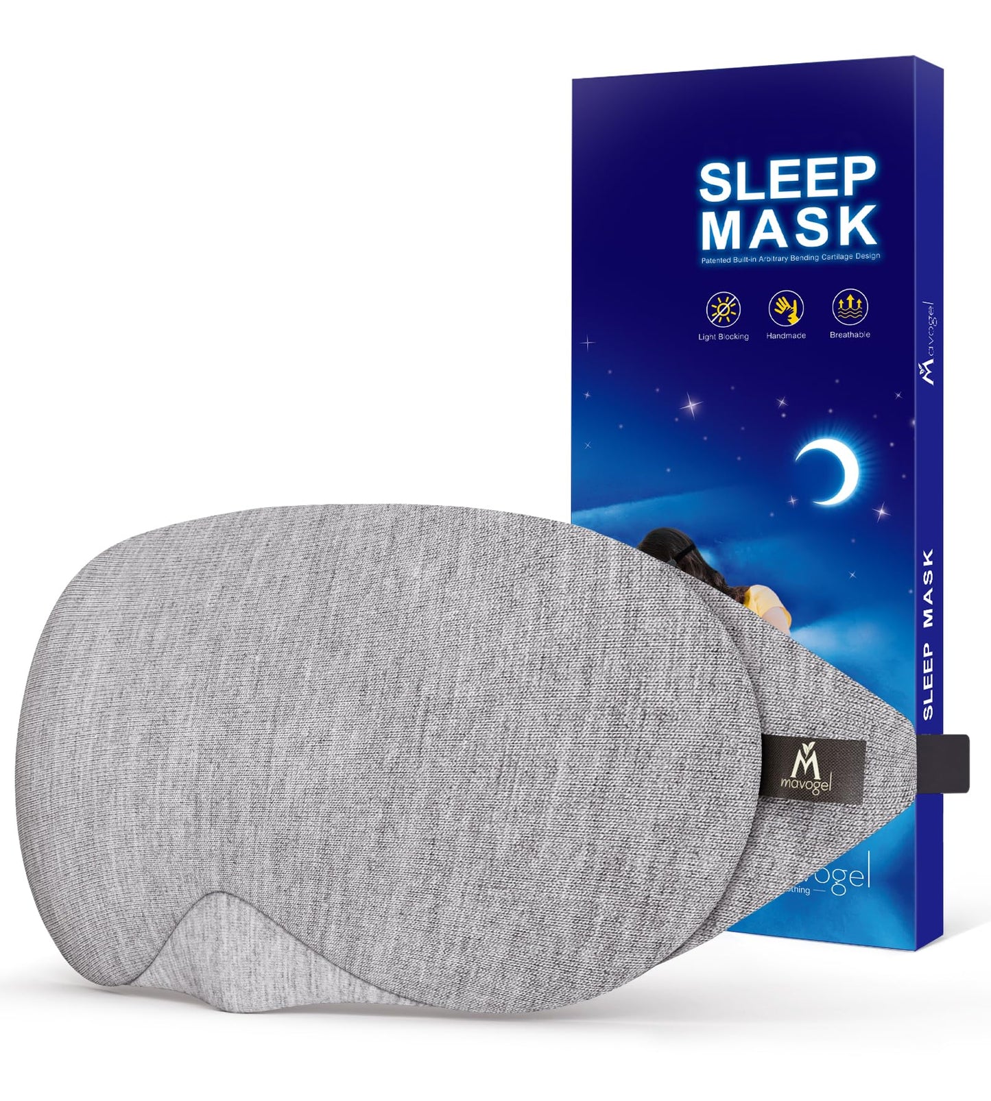 Mavogel Cotton Sleep Eye Mask, Light Blocking with Adjustable Nose Bridge