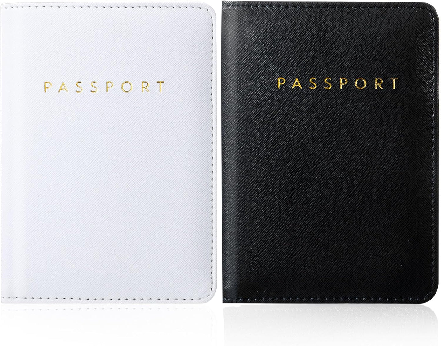 Frienda 2 Pieces Bridal Passport Covers Holder Waterproof Leather Holder Covers Travel Wallet Passport Case for Women and Men