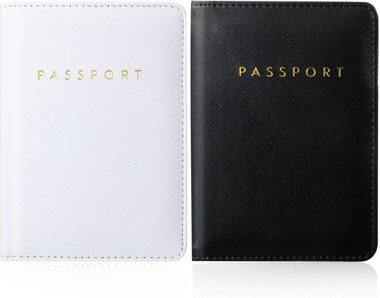 Frienda 2 Pieces Bridal Passport Covers Holder Waterproof Leather Holder Covers Travel Wallet Passport Case for Women and Men