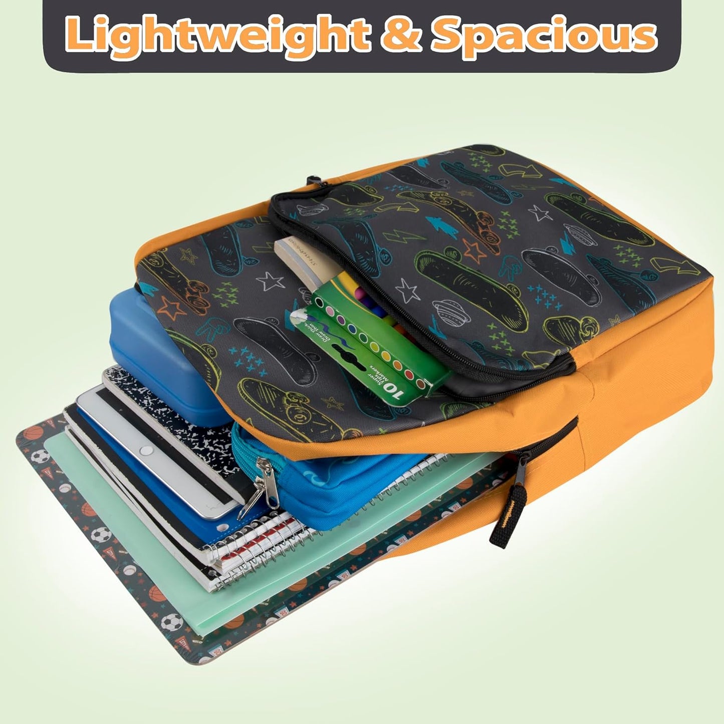 Fun School Backpack for Elementary Middle School Girls and Boys | 17 Inch Printed Backpacks for