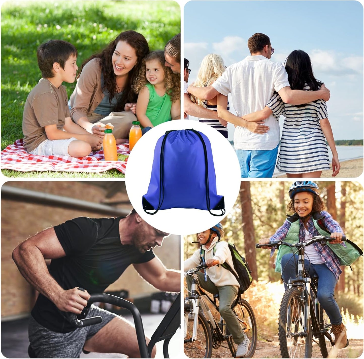 KUUQA 50Pcs Blue Drawstring Backpack Bag Sack Drawstring Bags Bulk String Bags Storage Bags for Sport Gym Traveling