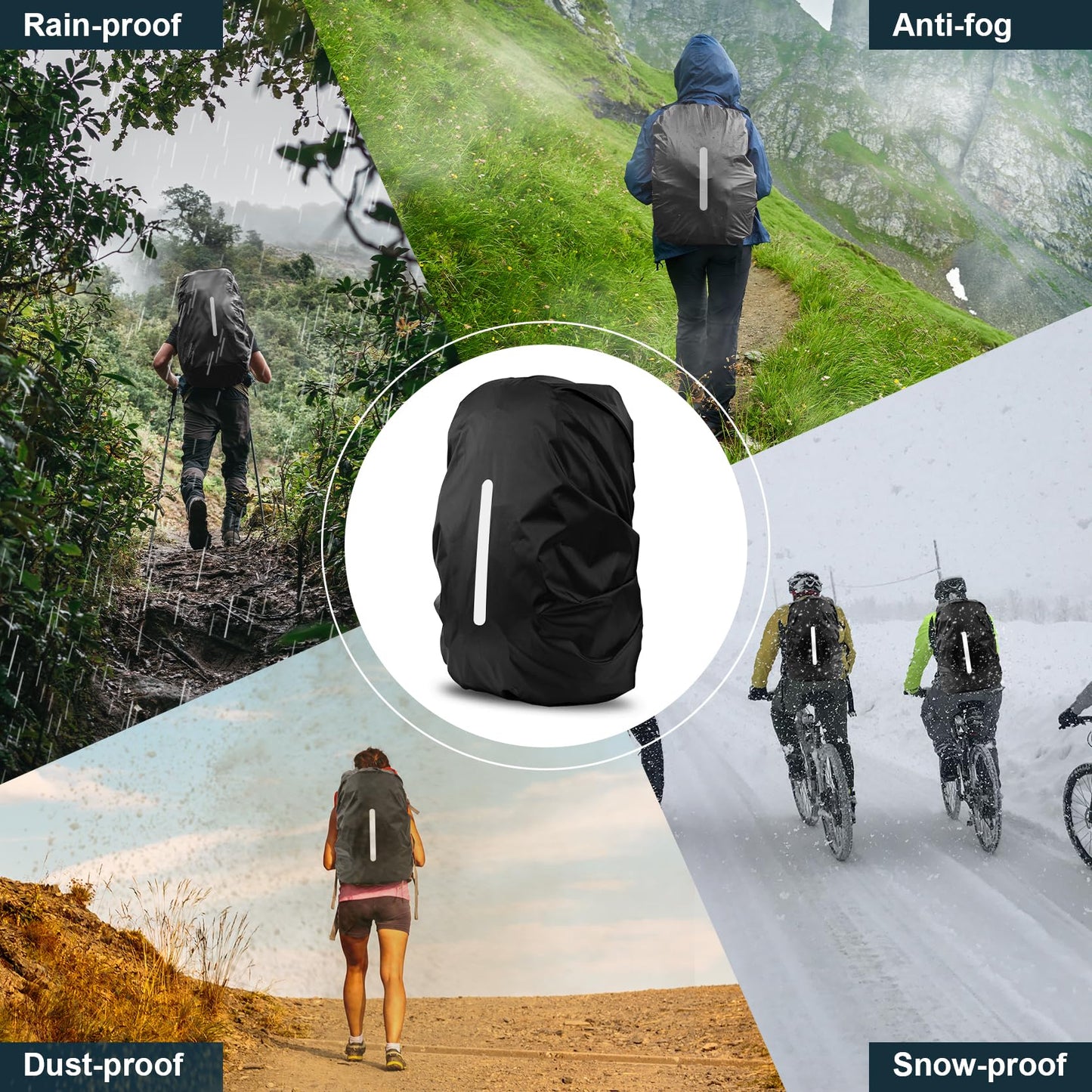 LAMA 2 Pack Waterproof Rain Cover for Backpack, Reflective Rainproof Protector for Anti-Dust and