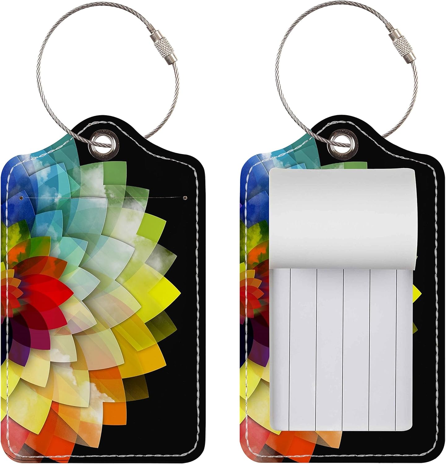 Luggage Tags for Suitcases, 2 Pack Cute PU Leather Suitcase Tag Identifiers TSA Approved with