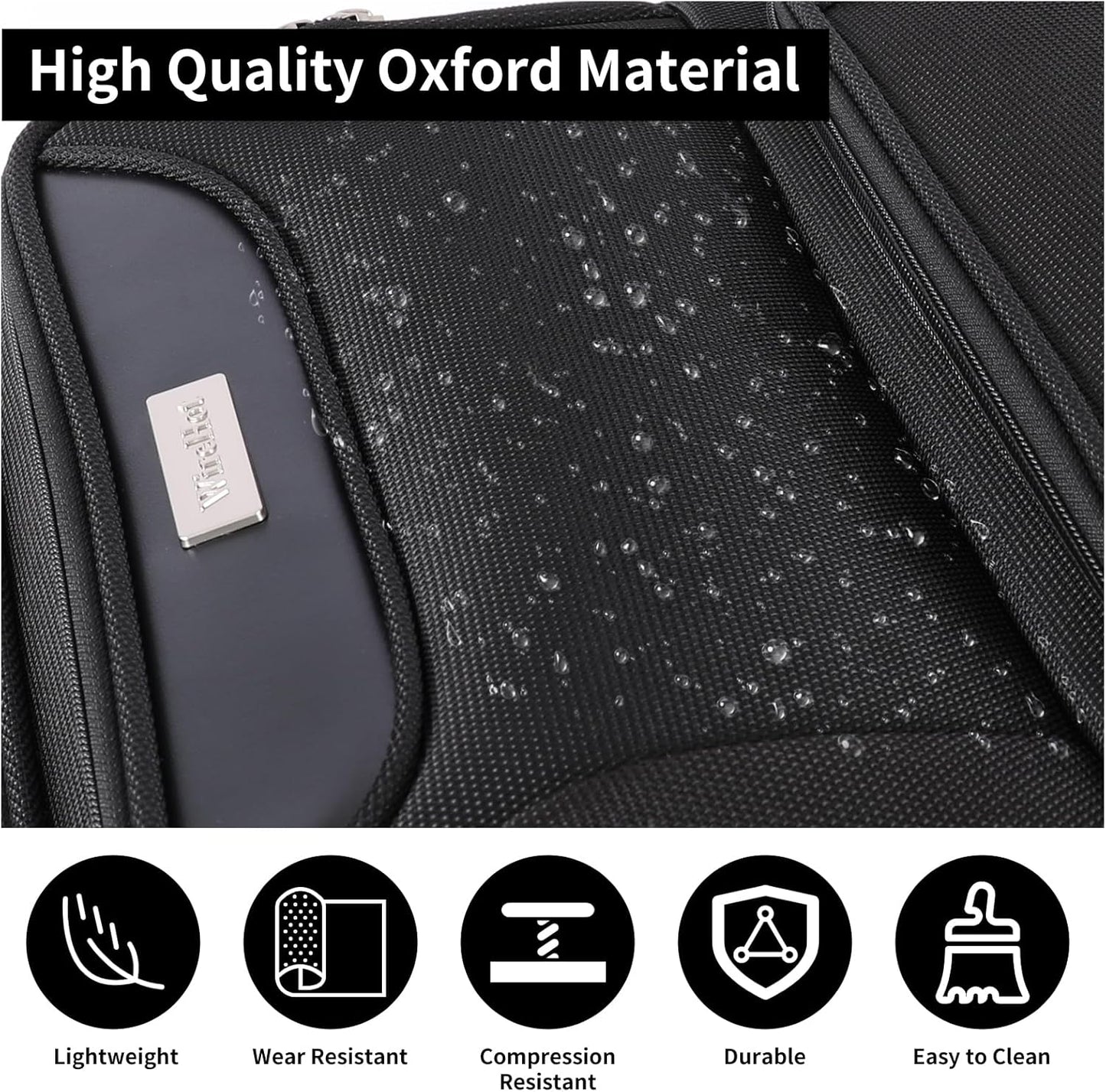 3-Piece Softside Expandable Luggage Set with Front Open Pocket, Lightweight and Durable Oxford