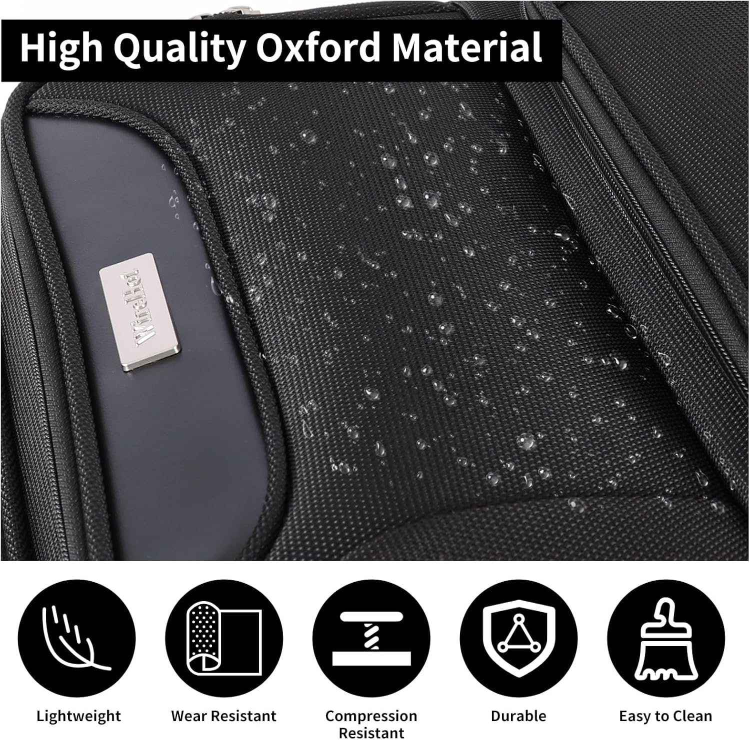 3-Piece Softside Expandable Luggage Set with Front Open Pocket, Lightweight and Durable Oxford