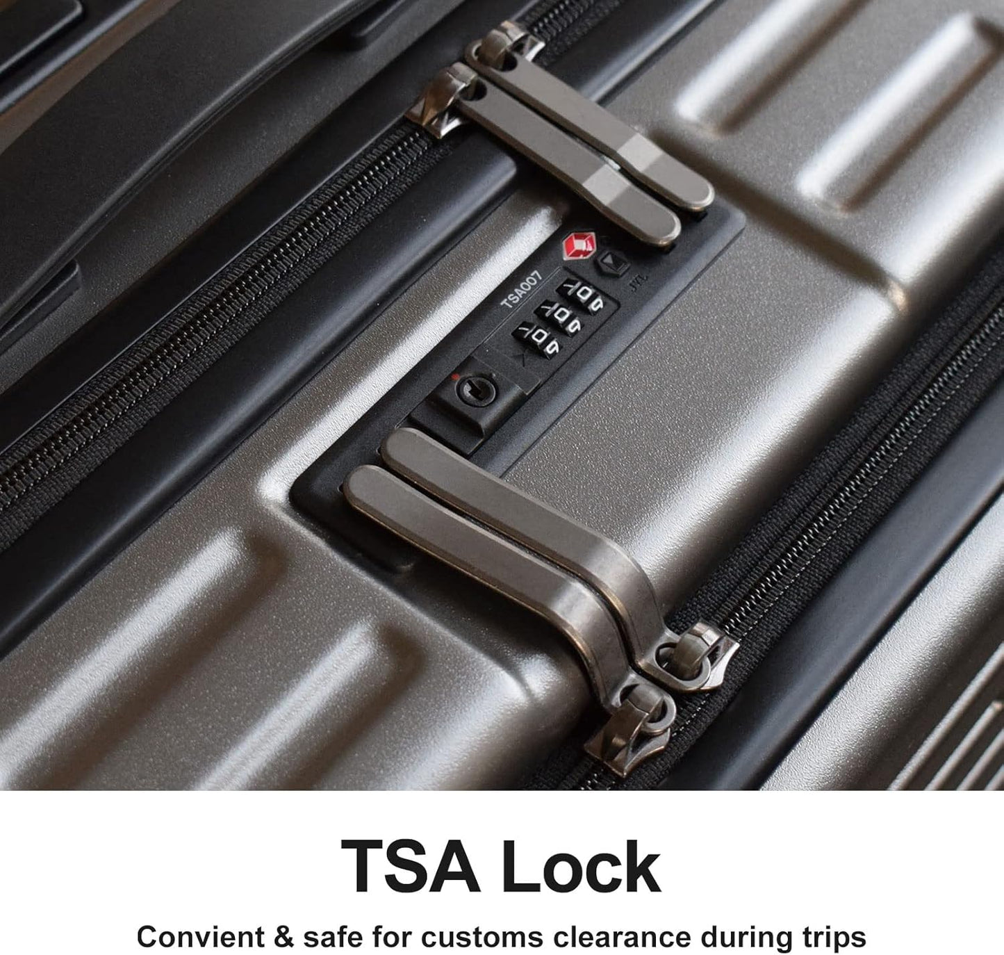 TydeCkare 20 Inch Carry On Luggage with Front Zipper Pocket, 45L, Lightweight ABS+PC Hardshell Suitcase with TSA Lock & Spinner Silent Wheels, Convenient for Business Trips, Gray