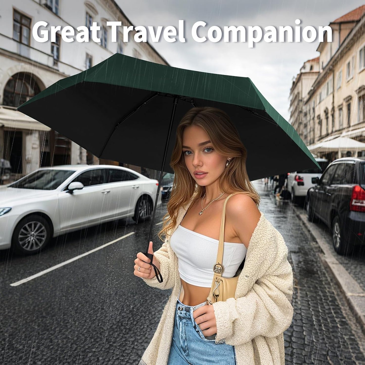 Yoobure Small Mini Umbrella with Case Light Compact Design Perfect for Travel Lightweight Portable Parasol Outdoor Sun&Rain Umbrellas