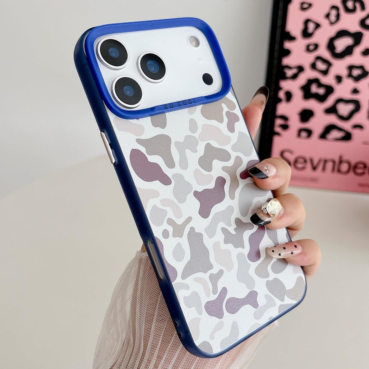 for iPhone 17 Pro Max Case, Vintage Camo Pattern Design for Men Boys Teens, Cool Camouflage Shockproof Protective Cover for Girls Women - Blue