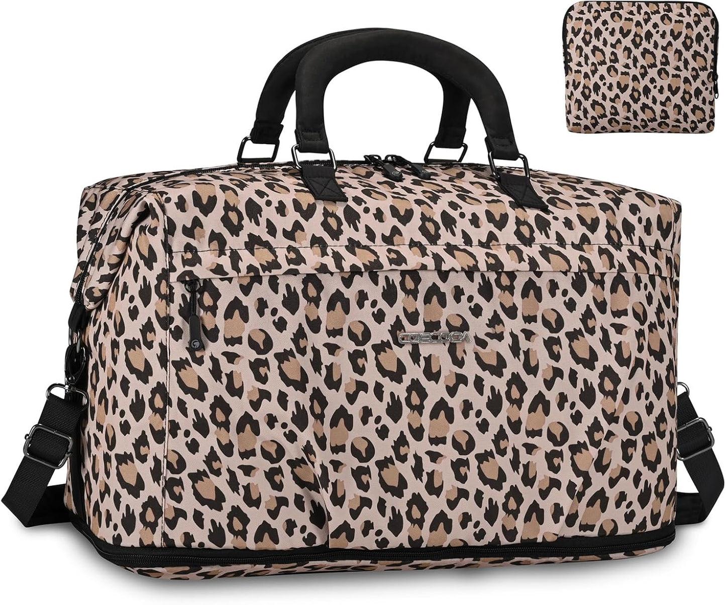 Spirit Airlines Personal Item Bag 18x14x8 Carry on Duffel Bag Weekender Travel Totes Bag with Wet Pocket Compartment for Sports,Gym,Overnight and Short Trip for Men & Women(Leopard)