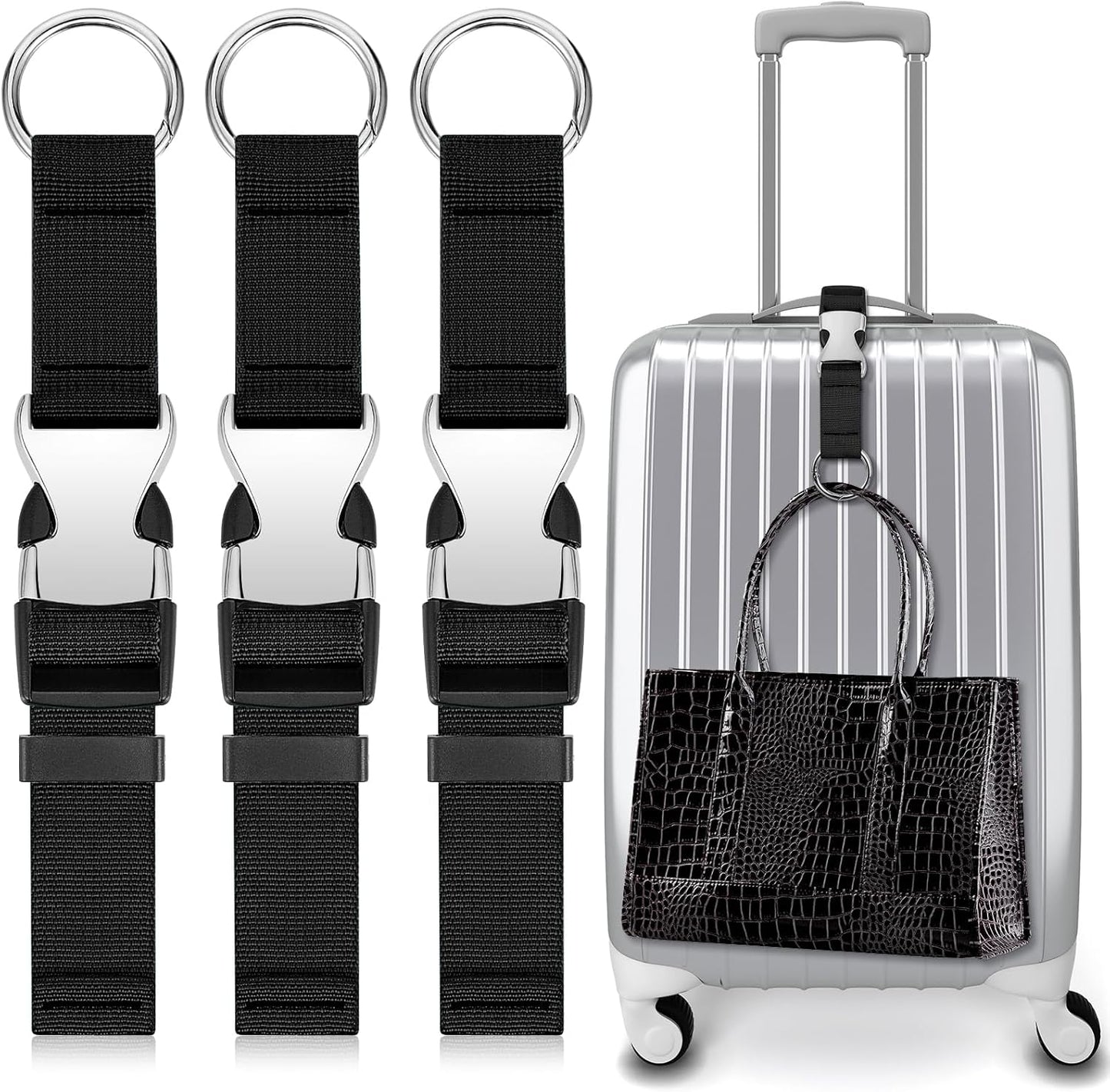 Amylove 3 Pcs Add a Bag Luggage Straps Gripper Heavy Duty Jacket Valises Strap for Travel Belt with Buckle Adjustable Baggage