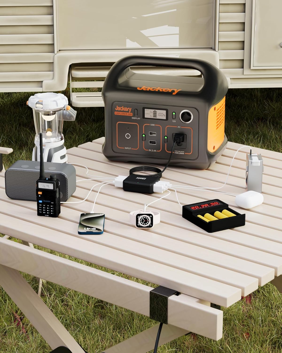 8-Port USB Charger, Multi-Port Travel USB C Charger, Mini Charging Station with USB C and USB A Ports, Charging Station Block for Traveling, Camping Compatible with Phone, Earbud (Black, 20W)