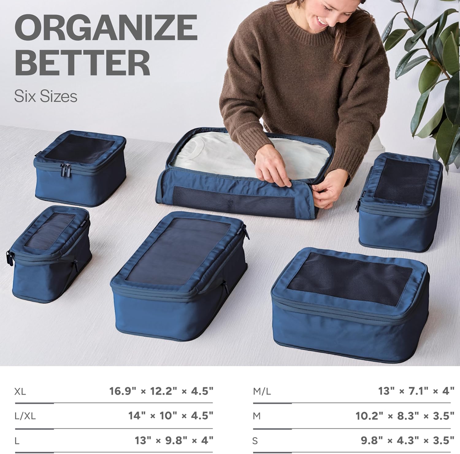 Aerotrunk Compression Packing Cubes for Travel - Luggage Organizer Bags - Double Zipper Packing