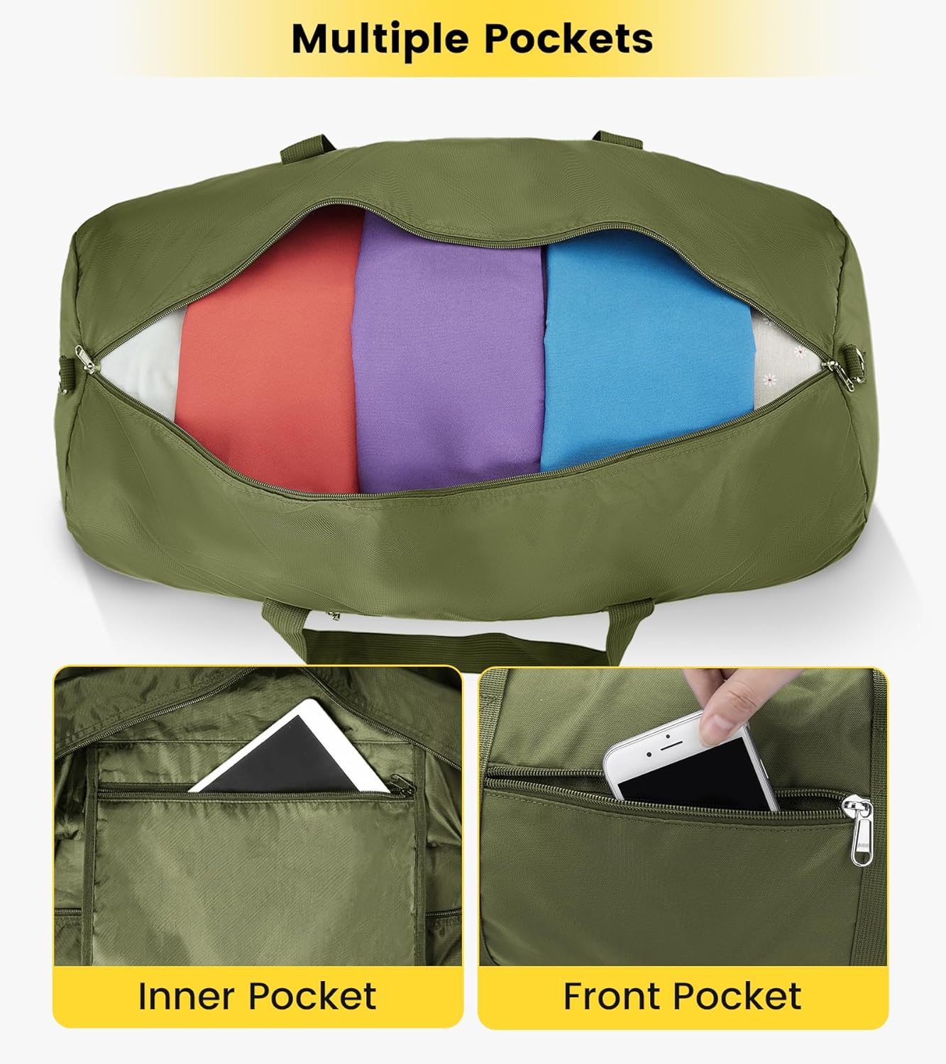 Vorspack Duffel Bag 20-24-28 Inches Foldable Gym Bag for Men Women Duffle Bag Lightweight with
