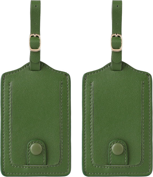 Jagucho Leather Luggage Tags for Men Women-Luggage Tags for Suitcases-Baggage Bag Tag Suitcase Labels ID Tags with Full Back Privacy Cover for Carnival Cruise Ships, Travel Tags