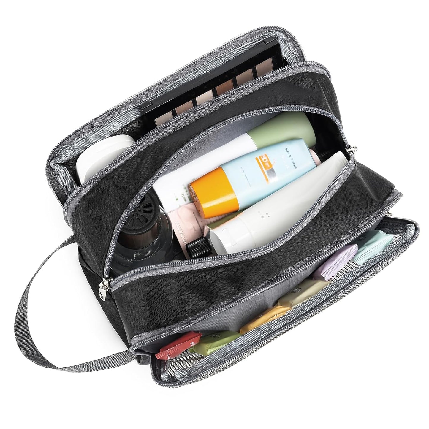 Yeiotsy Boys Toiletry Bag - Kids Travel Dopp Kit with Mesh Pockets, Compact Organizer for Gym, Camping, Hiking (Black)