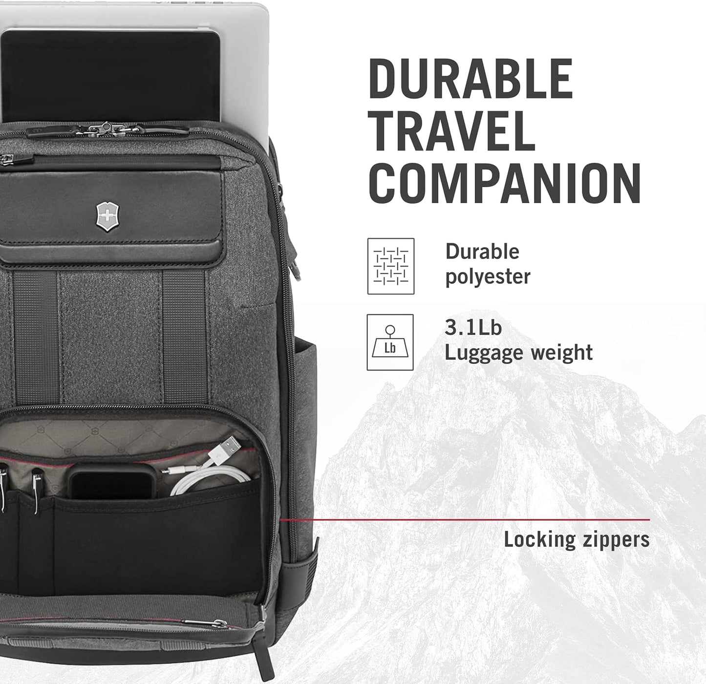Victorinox Architecture Urban2 Deluxe Backpack - Professional Business Backpack to Carry Laptop & Tablet - Perfect Travel Bag - 23 Liters, Gray
