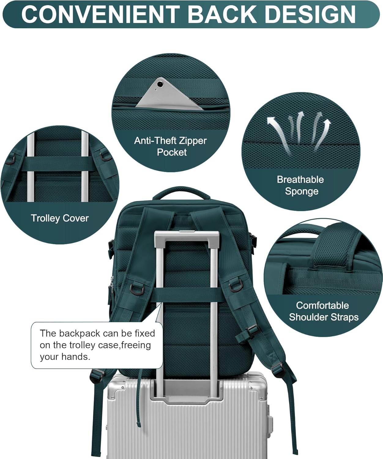 WONHOX Large Travel Backpack Carry on Flight Approved Laptop Work Business Backpack for Women Men Mochila de Viaje