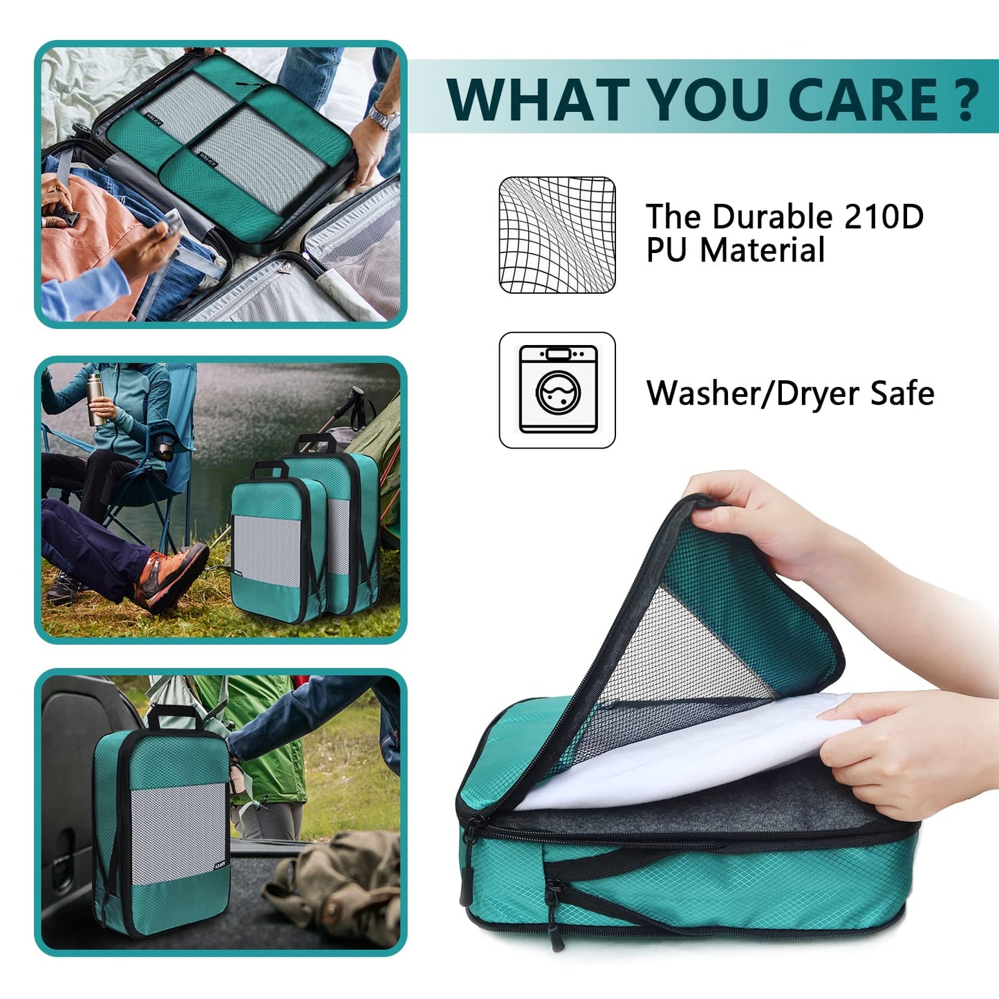 Compression Packing Cubes for Suitcases,5 Set Travel Essentials, Lightweight Luggage Organizer