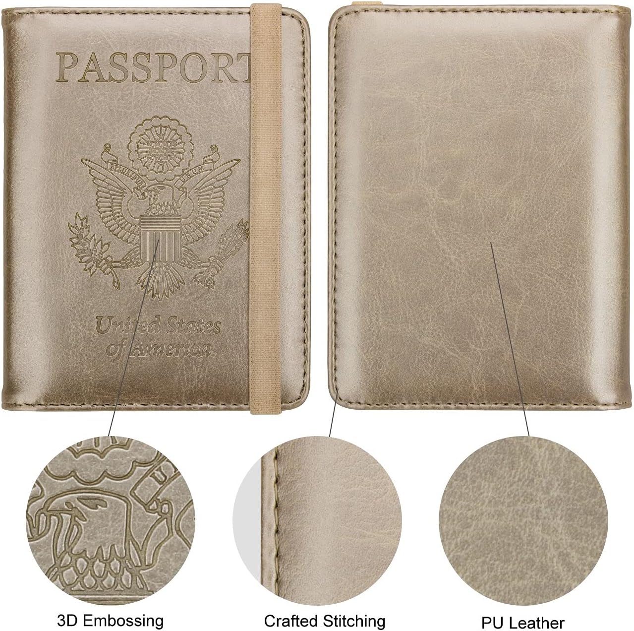 WALNEW Passport Holder for Travel, RFID Passport Cover Wallet for Women Men, PU Leather Passport Book Card Holder Case with Pen, Travelling Essentials for Flying