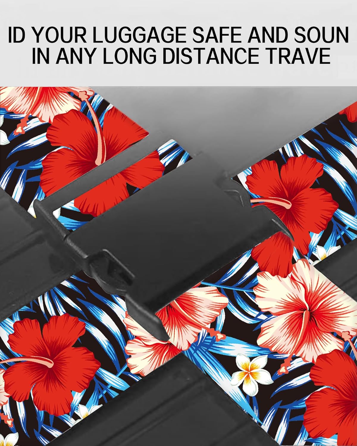 Luggage Straps for Suitcases, Adjustable Travel Belt, Durable Wide Luggage Strap, Cute Suitcase Strap Identifiers with Buckle, Bag Straps for Luggage, Luxury Purple Flowers