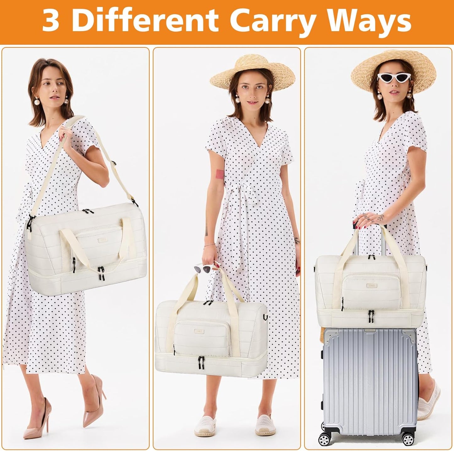 Travel Weekender Bag for Women, Overnight Bag with Shoe Compartment Oversized Travel Duffel Bag Carry On Tote 21"
