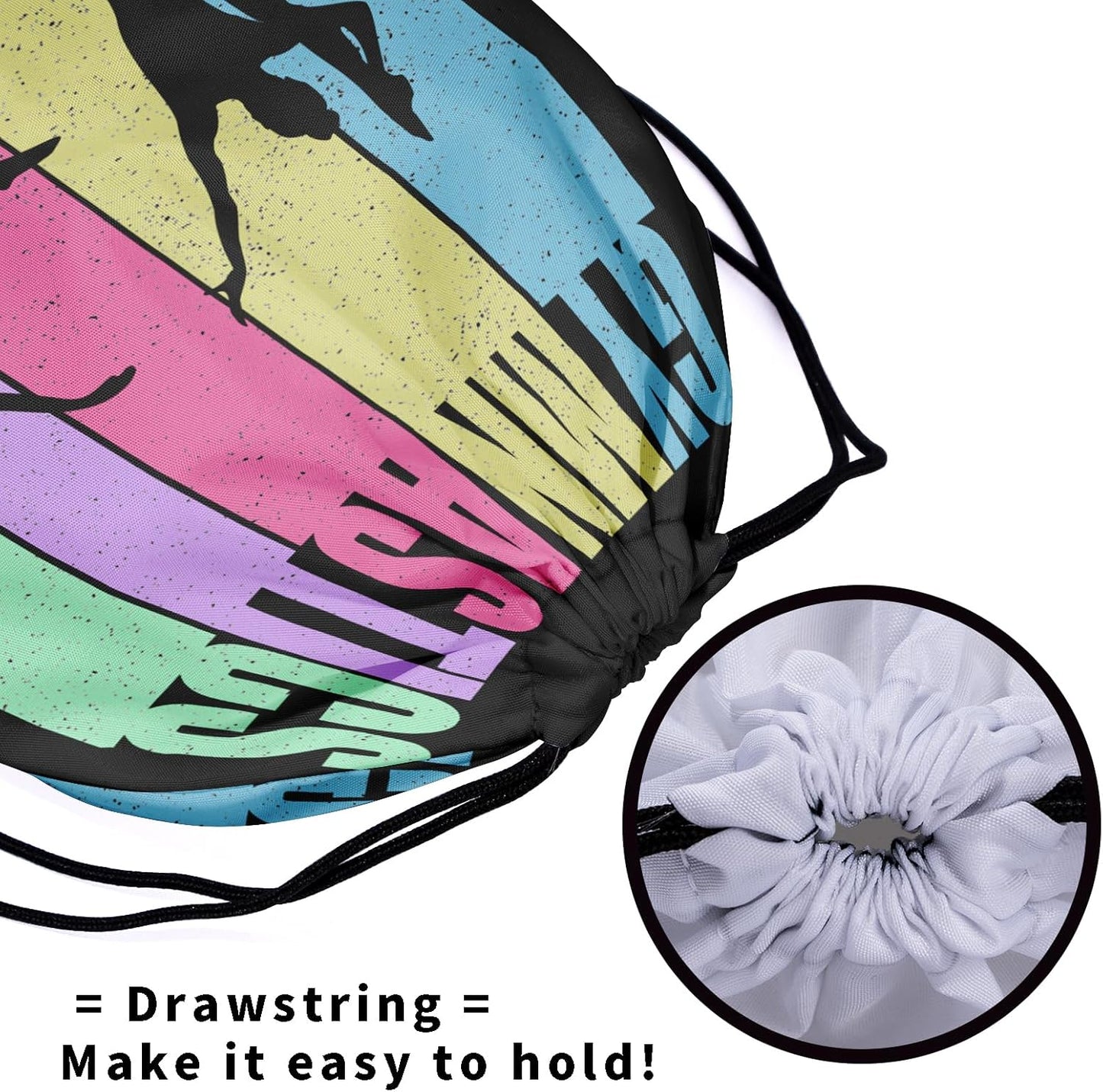 Vintage Colorful Gymnastics Grip Bag Gymnast Women Gym Drawstring Bag Decor Athlete String Bag