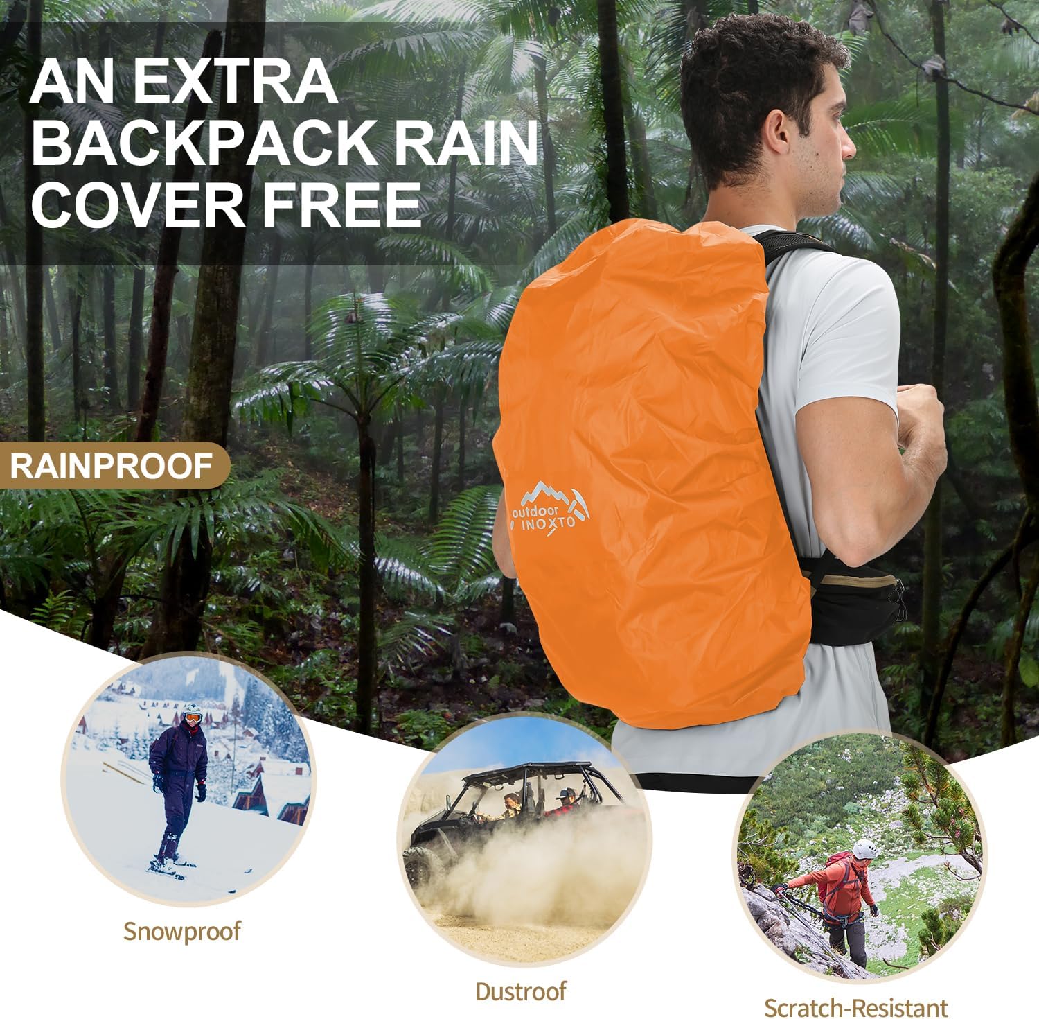 Hiking Backpack, Waterproof Hiking Daypack with 3L Water Bladder and Rain Cover, Lightweight Travel