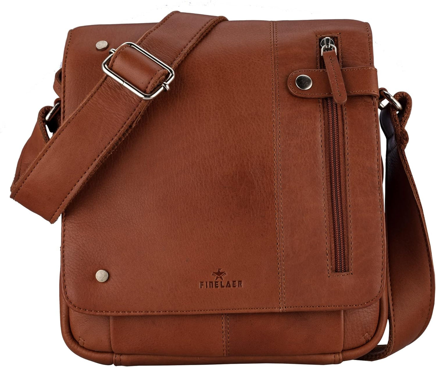 Vintage Leather Crossbody Bag Stylish Flap Over Shoulder Satchel for Men & Women