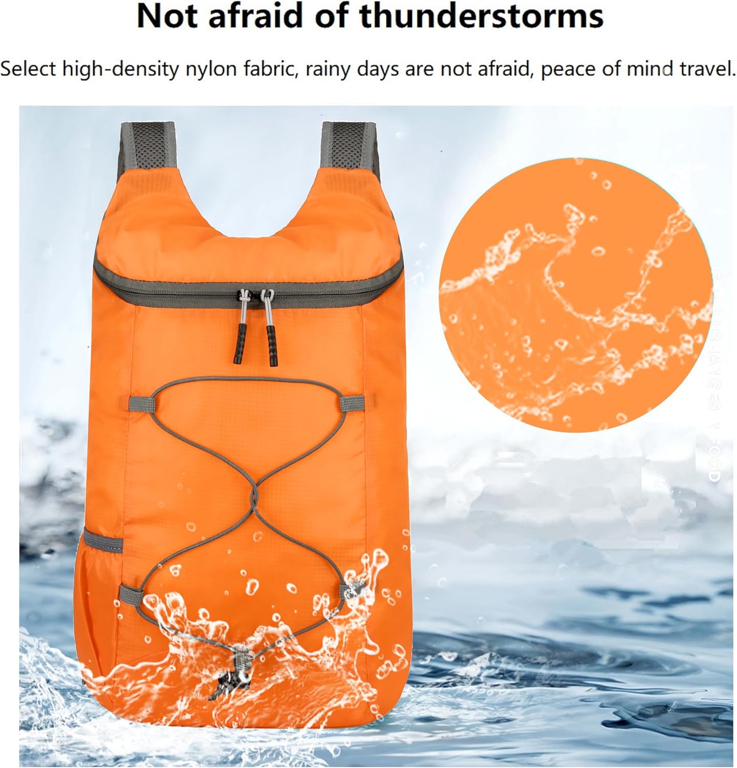 16L Lightweight Foldable Hiking-Backpack Small Packable-Daypack For Travel,Ultralight Water-Resistant Gym Bag Men Women Easy Carry-on (Orange)