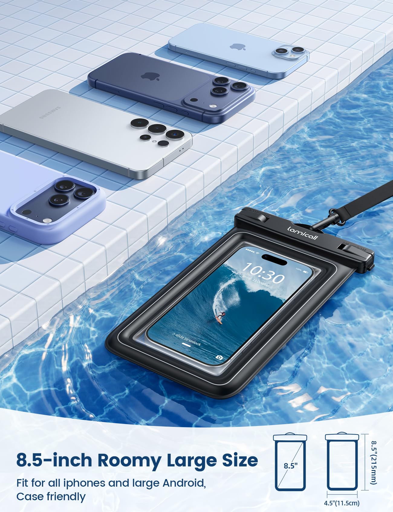 Lamicall IP68 Floating Waterproof Phone Pouch, 2 Pack Waterproof Phone Case