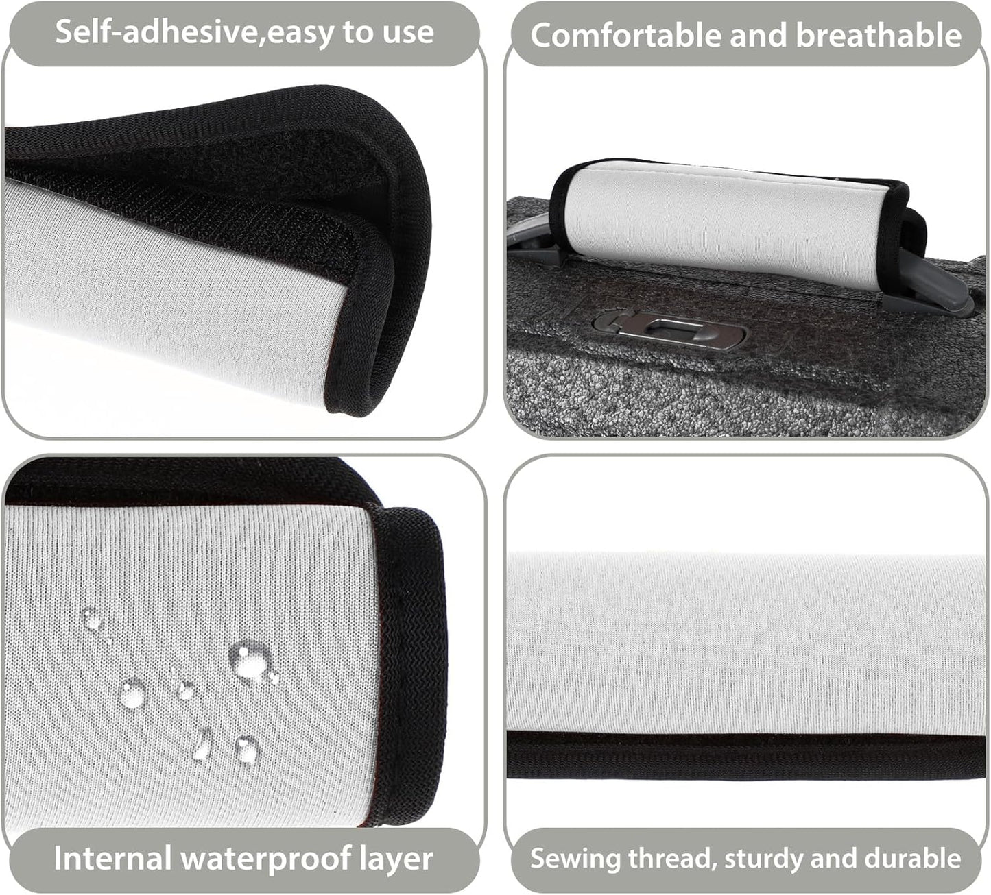 2 Pack Luggage Handle Wraps for Suitcase Bright Color Luggage Handle Covers Suitcase Tags identifiers Travel Accessories for Airplane/Flying (White)