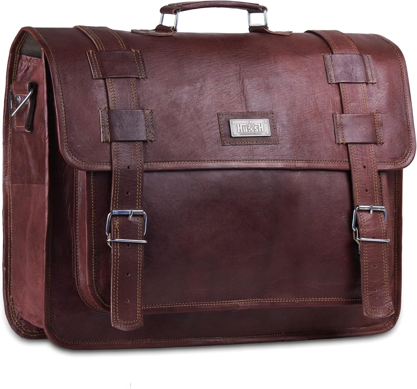 Convertible Leather laptop bag 18 inch and backpack for men – Vintage Full Grain Leather satchel for men – Genuine Leather briefcase for Business – Brown Leather computer bag with rustic look
