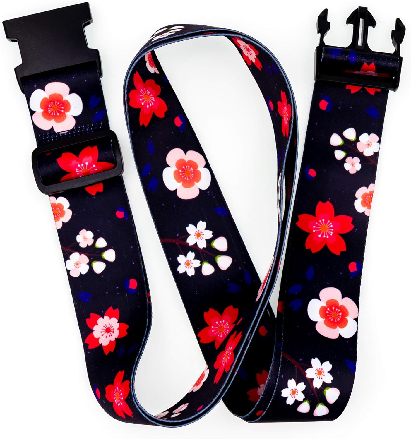 Teeoff Luggage Straps Suitcase Belts Travel Bag Accessories Adjustable 220CM (Sakura Black Red - 2 Pack)