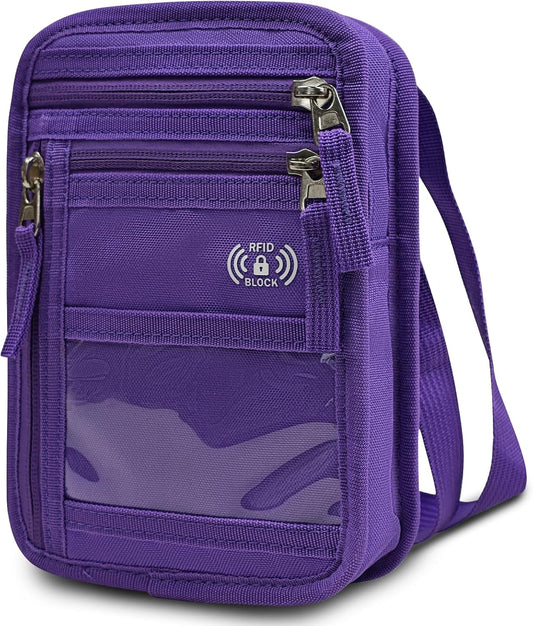 RFID Blocking Neck Wallet Small Crossbody Bag Travel Passport Holder Slim Minimalist Design Security Neck Pouch