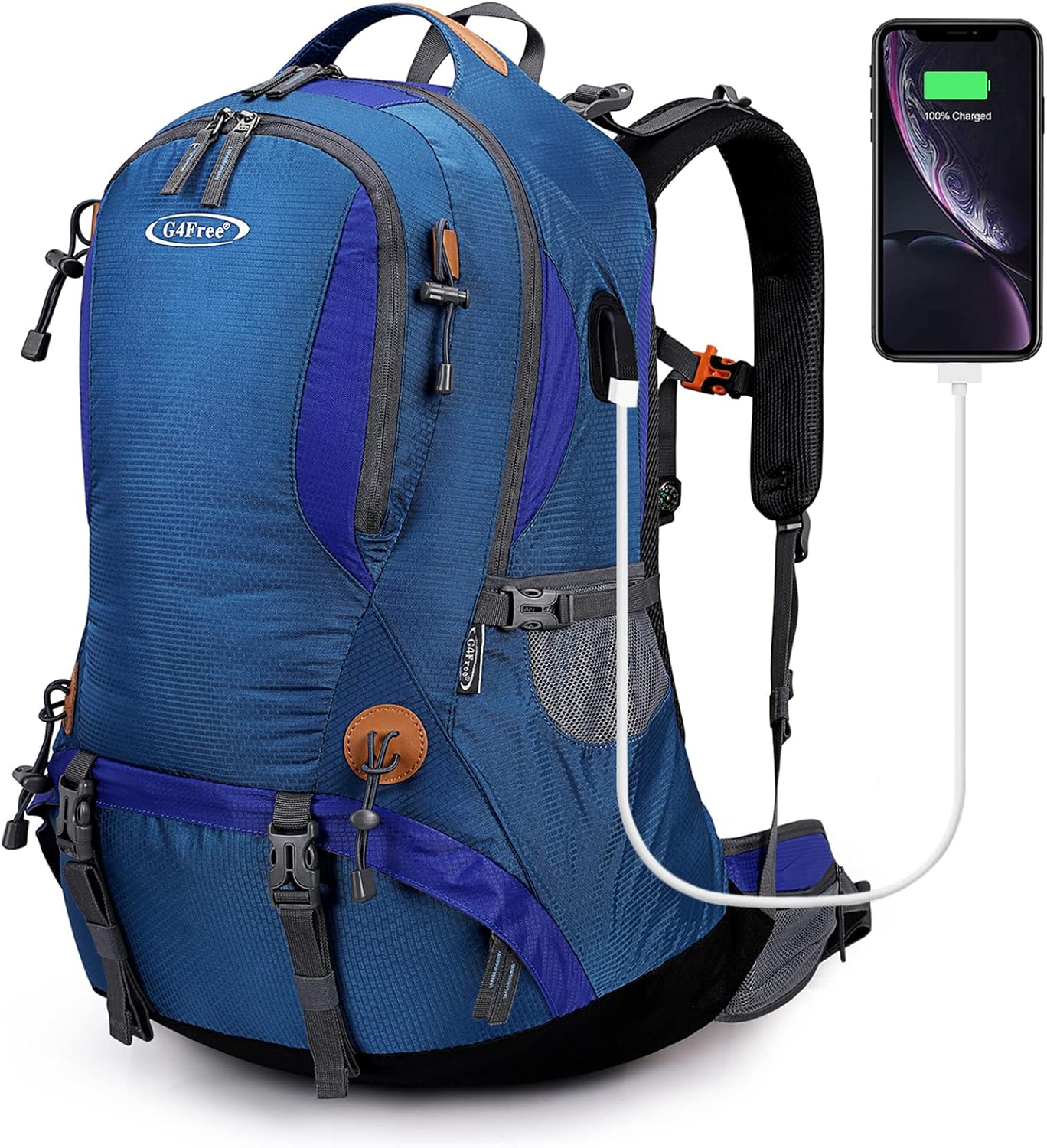 G4Free 50L Hiking Backpack Waterproof Daypack Outdoor Camping Climbing Backpack with Rain Cover for Men Women