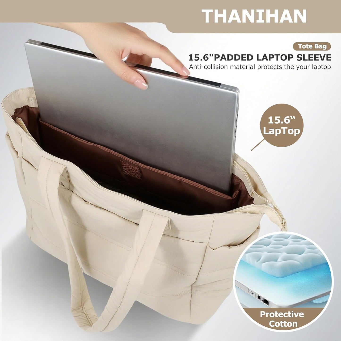 Tote Bag for Women ，Travel Puffy Tote Bag For Women，Puffer Work Tote Handbag、Shoulder Bag Handbag for Travel, Work, Gym